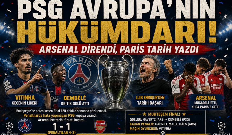 PSG Avrupa’nın Hükümdarı! Arsenal Direndi, Paris Tarih Yazdı?