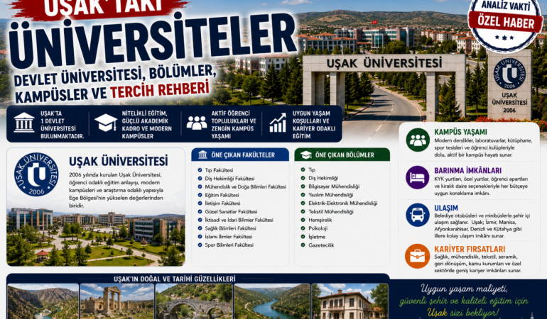 Uşak’taki Üniversiteler: Devlet Üniversitesi, Bölümler, Kampüsler ve Tercih Rehberi