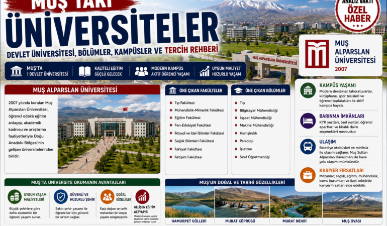 Muş’taki Üniversiteler: Devlet Üniversitesi, Bölümler, Kampüsler ve Tercih Rehberi