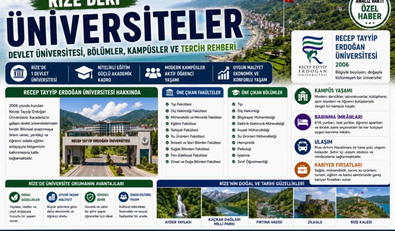 Rize’deki Üniversiteler: Devlet Üniversitesi, Bölümler, Kampüsler ve Tercih Rehberi