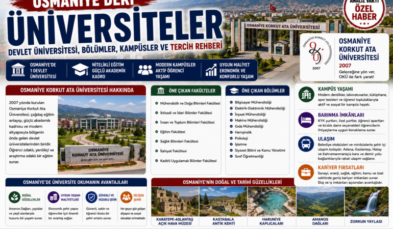 Osmaniye’deki Üniversiteler: Devlet Üniversitesi, Bölümler, Kampüsler ve Tercih Rehberi