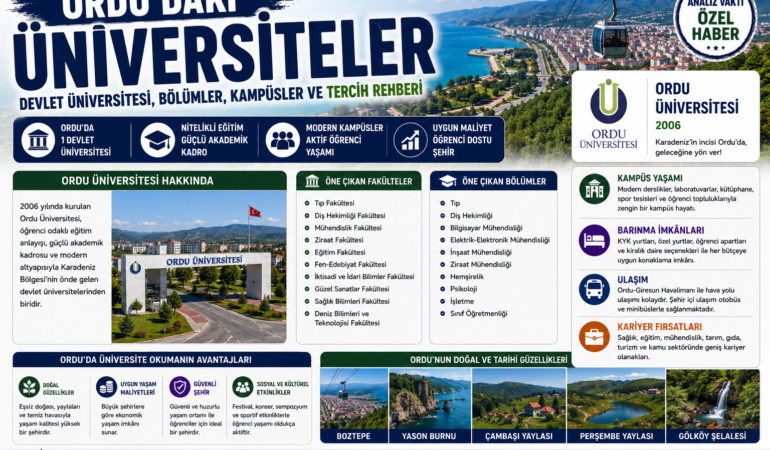 Ordu’daki Üniversiteler: Devlet Üniversitesi, Bölümler, Kampüsler ve Tercih Rehberi