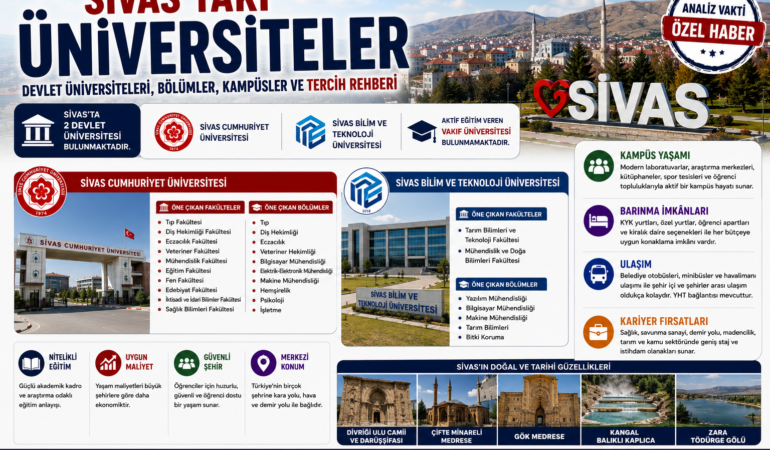 Sivas’taki Üniversiteler: Devlet Üniversitesi, Bölümler, Kampüsler ve Tercih Rehberi