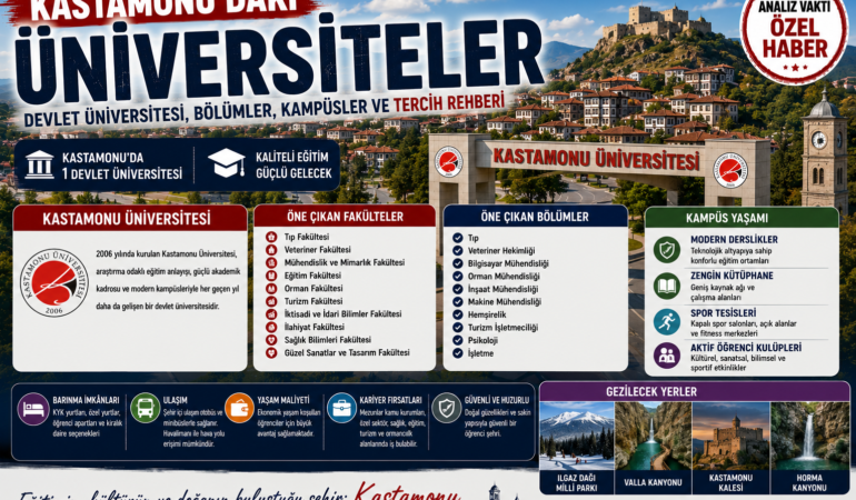 Kastamonu’daki Üniversiteler: Devlet Üniversitesi, Bölümler, Kampüsler ve Tercih Rehberi