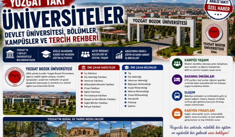 Yozgat’taki Üniversiteler: Devlet Üniversitesi, Bölümler, Kampüsler ve Tercih Rehberi