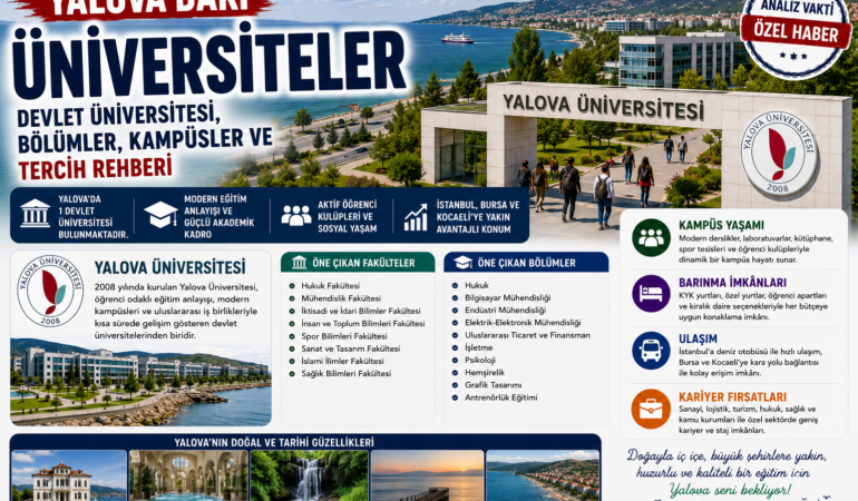 Yalova’daki Üniversiteler: Devlet Üniversitesi, Bölümler, Kampüsler ve Tercih Rehberi