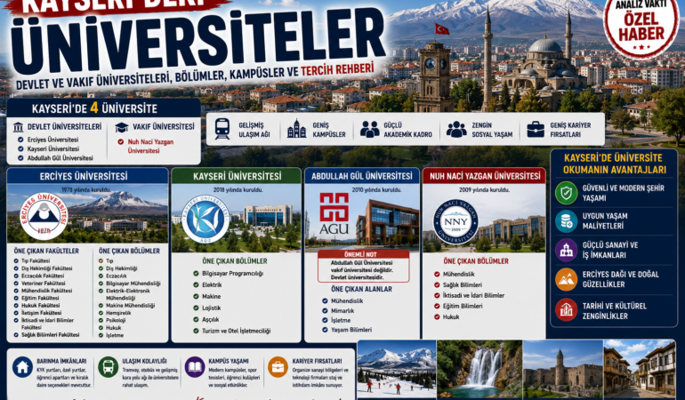 Kayseri’deki Üniversiteler: Devlet ve Vakıf Üniversiteleri, Bölümler, Kampüsler ve Tercih Rehberi