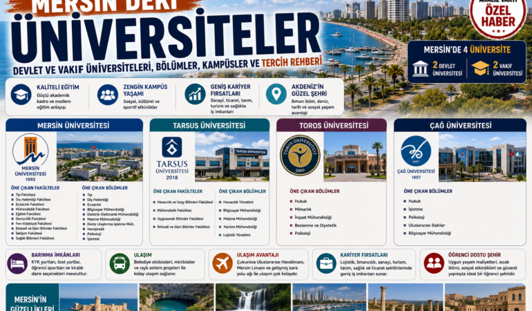 Mersin’deki Üniversiteler: Devlet ve Vakıf Üniversiteleri, Bölümler, Kampüsler ve Tercih Rehberi