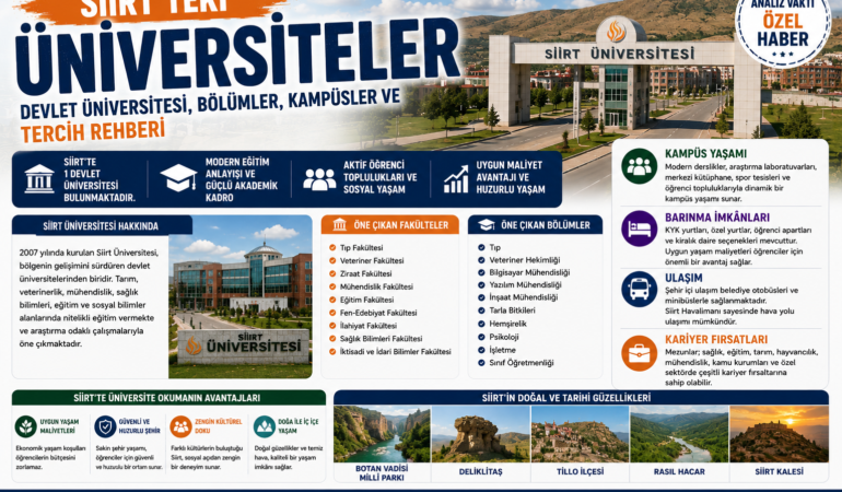 Siirt’teki Üniversiteler: Devlet Üniversitesi, Bölümler, Kampüsler ve Tercih Rehberi