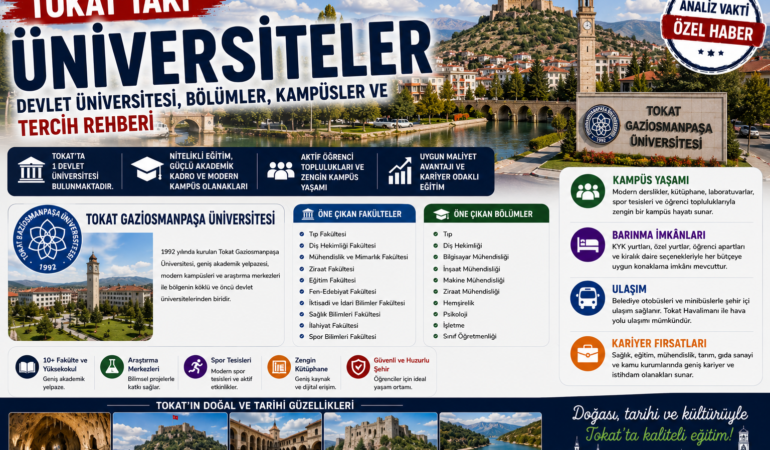 Tokat’taki Üniversiteler: Devlet Üniversitesi, Bölümler, Kampüsler ve Tercih Rehberi