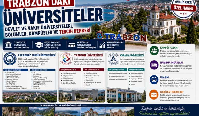 Trabzon’daki Üniversiteler: Devlet ve Vakıf Üniversiteleri, Bölümler, Kampüsler ve Tercih Rehberi