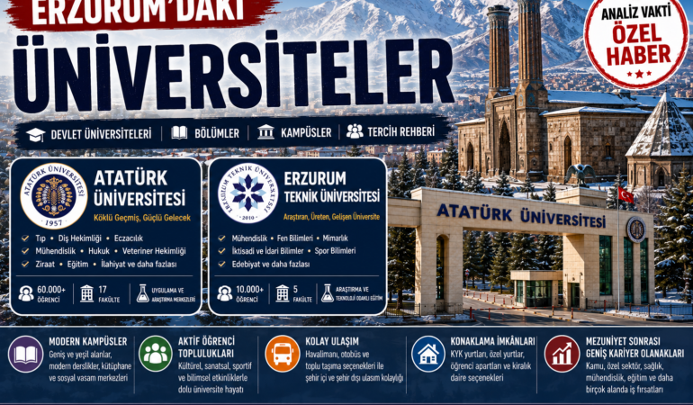 Erzurum’daki Üniversiteler: Devlet ve Vakıf Üniversiteleri, Bölümler, Kampüsler ve Tercih Rehberi