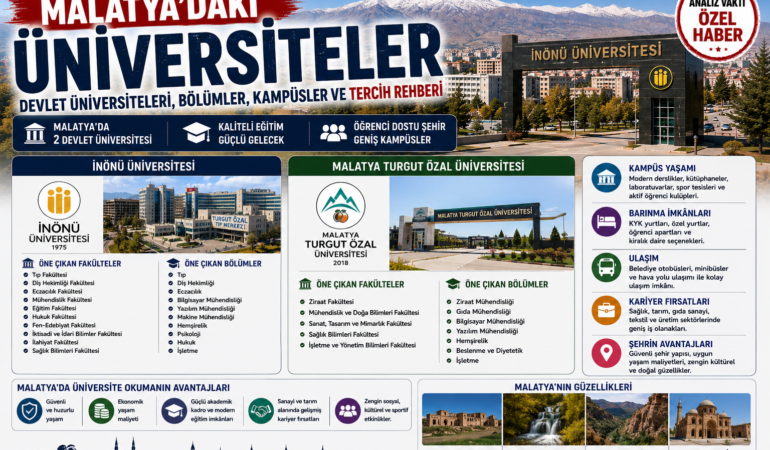 Malatya’daki Üniversiteler: Devlet ve Vakıf Üniversiteleri, Bölümler, Kampüsler ve Tercih Rehberi