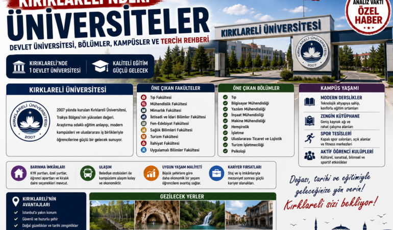 Kırıklareli’ndeki Üniversiteler: Devlet Üniversitesi, Bölümler, Kampüsler ve Tercih Rehberi